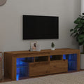 Tv-meubel met LED 140x36,5x40 cm bewerkt hout artisanaal eiken