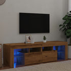 Tv-meubel 140x36,5x40 cm bewerkt hout artisanaal eiken met LED