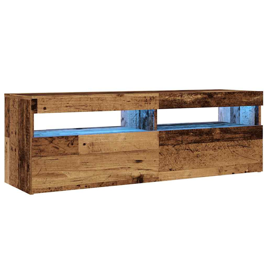Tv-meubel met LED 120x35x40 cm bewerkt hout oud hout