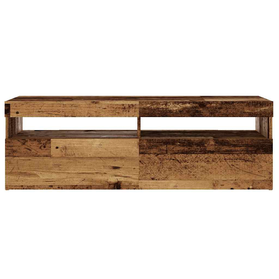 Tv-meubel met LED 120x35x40 cm bewerkt hout oud hout