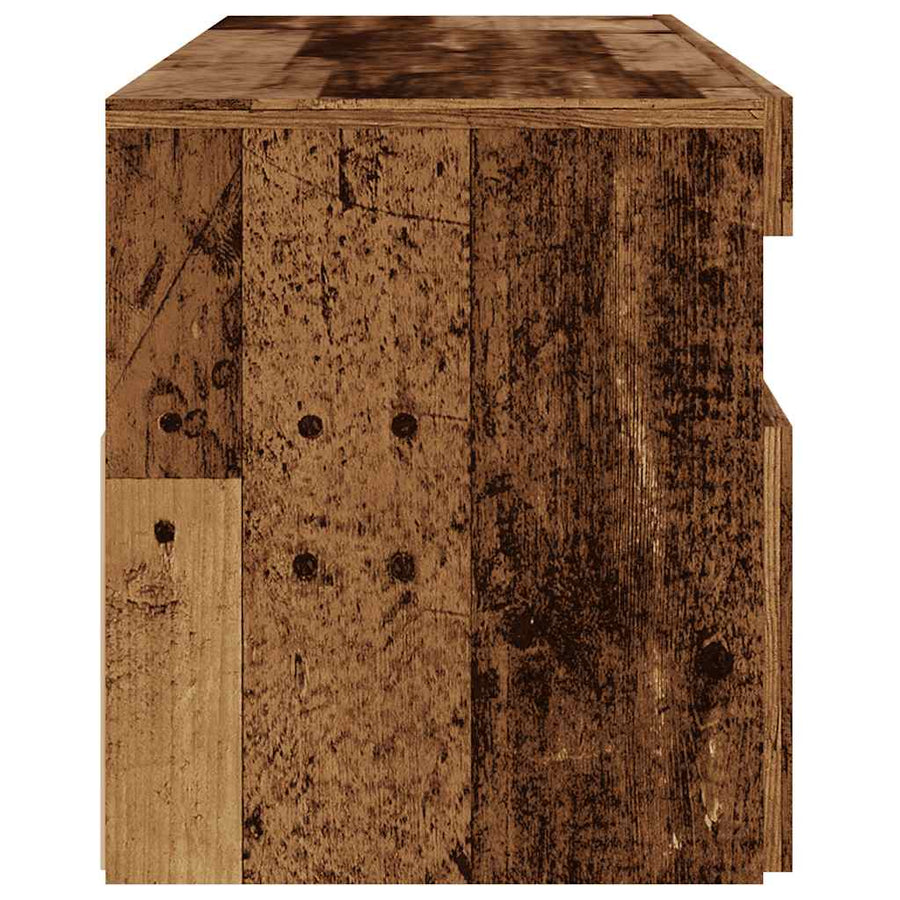 Tv-meubel met LED 120x35x40 cm bewerkt hout oud hout