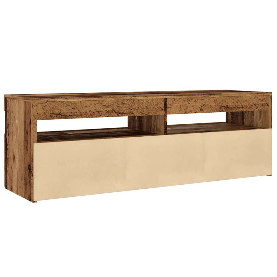 Tv-meubel met LED 120x35x40 cm bewerkt hout oud hout