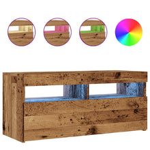 Tv-meubel met LED 90x35x40 cm bewerkt hout oud hout