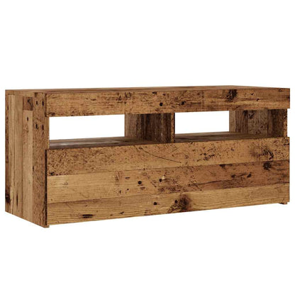 Tv-meubel met LED 90x35x40 cm bewerkt hout oud hout