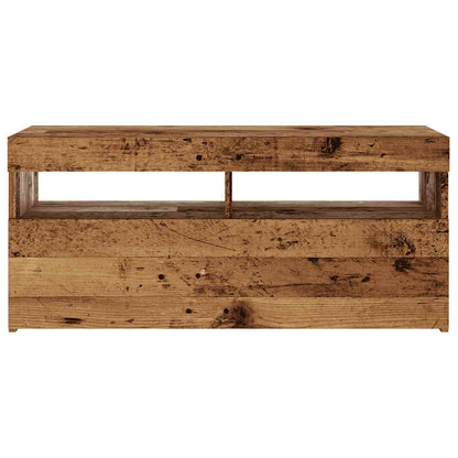 Tv-meubel met LED 90x35x40 cm bewerkt hout oud hout