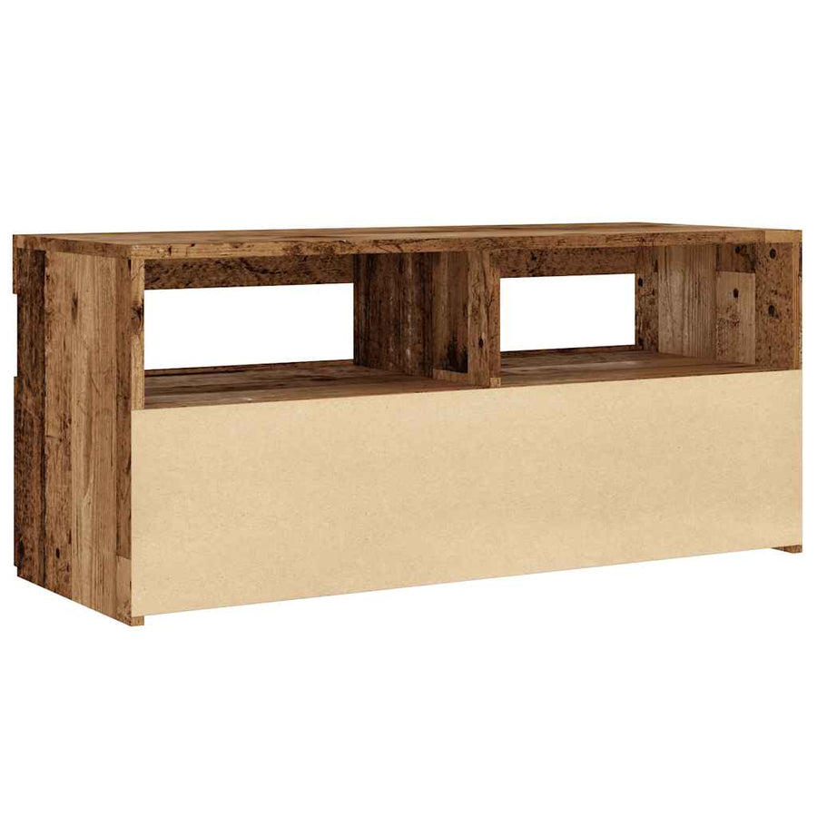 Tv-meubel met LED 90x35x40 cm bewerkt hout oud hout