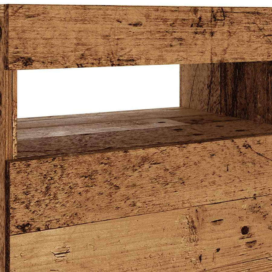Tv-meubel met LED 90x35x40 cm bewerkt hout oud hout
