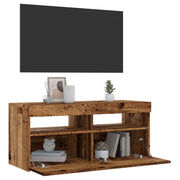 Tv-meubel 90x35x40 cm bewerkt hout oud hout LED