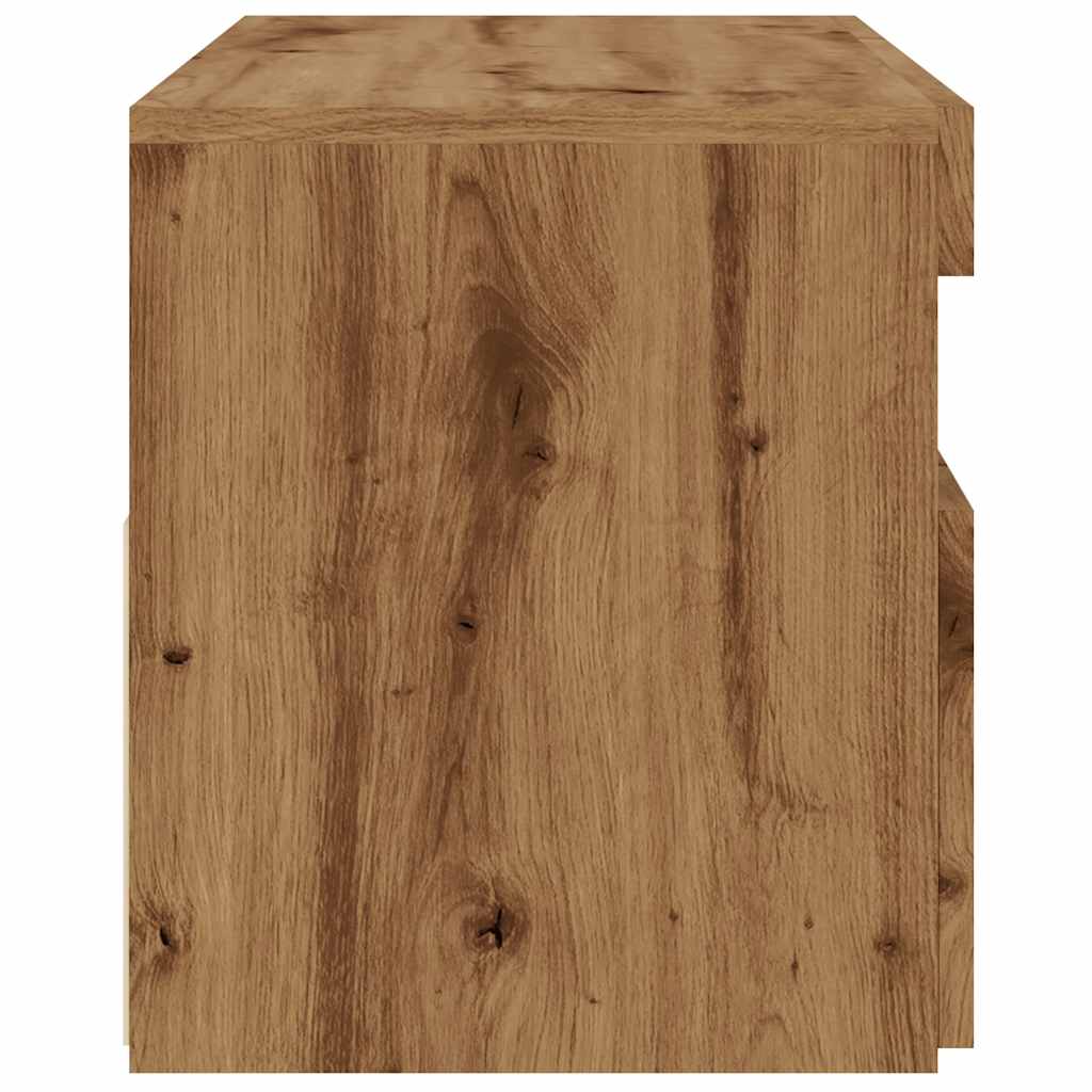 Tv-meubel met LED 90x35x40 cm bewerkt hout artisanaal eiken