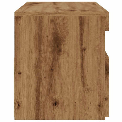 Tv-meubel met LED 90x35x40 cm bewerkt hout artisanaal eiken