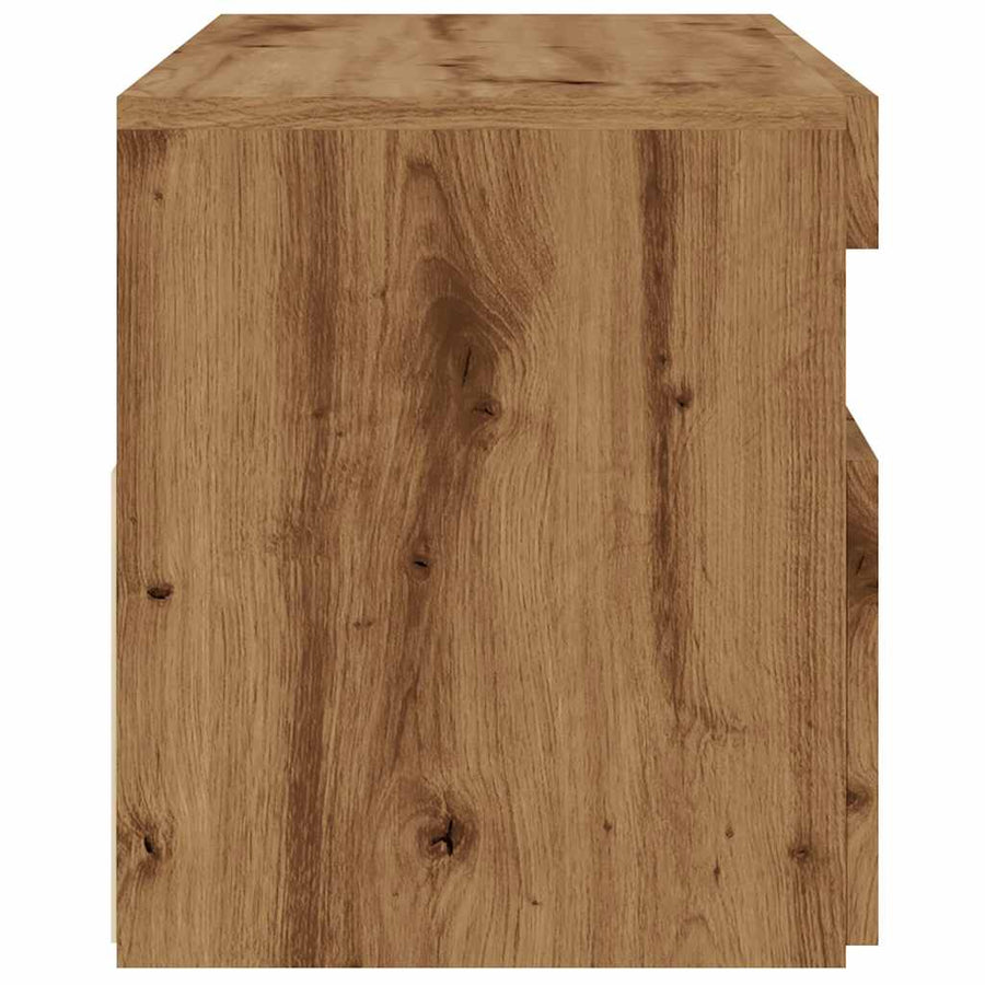 Tv-meubel met LED 90x35x40 cm bewerkt hout artisanaal eiken
