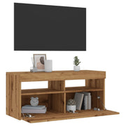 Tv-meubel 90x35x40 cm bewerkt hout artisanaal eiken