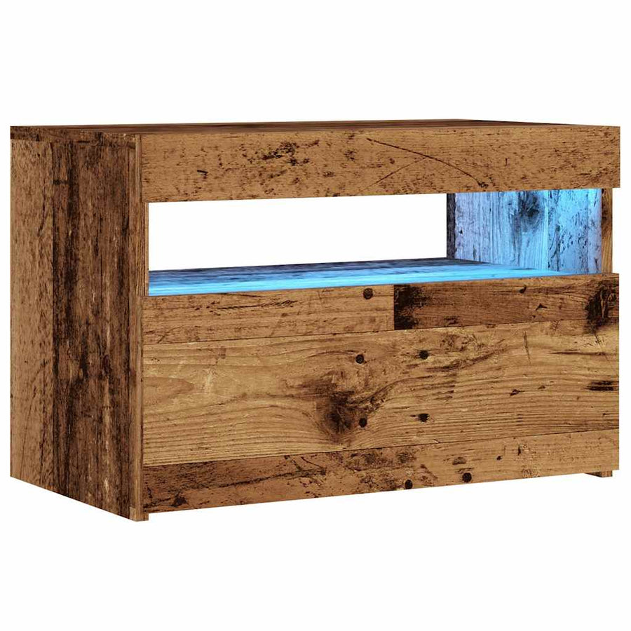 Tv-meubel met LED 60x35x40 cm bewerkt hout oud hout