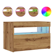Tv-meubel met LED 60x35x40 cm bewerkt hout artisanaal eiken