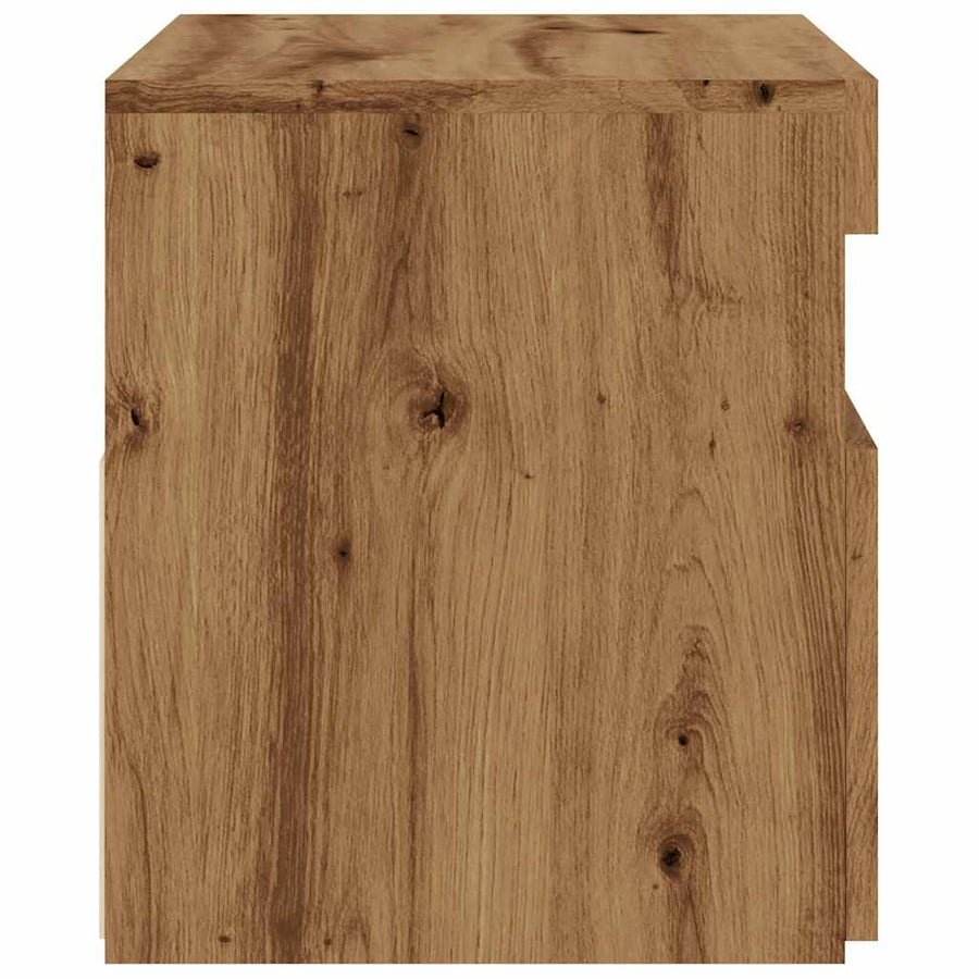 Tv-meubel met LED 60x35x40 cm bewerkt hout artisanaal eiken