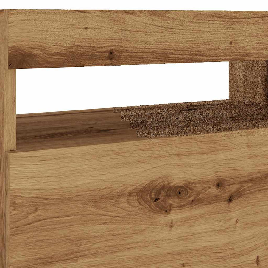 Tv-meubel met LED 60x35x40 cm bewerkt hout artisanaal eiken