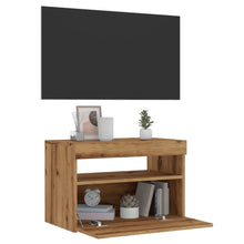 Tv-meubel met LED 60x35x40 cm bewerkt hout artisanaal eiken