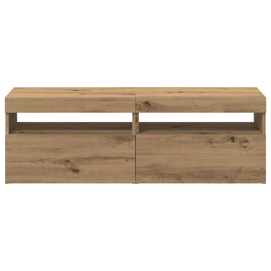 Tv-meubels met LED 2 st bewerkt hout artisanaal eiken