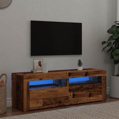 Tv-meubel met LED 120x35x40 cm bewerkt hout oud hout