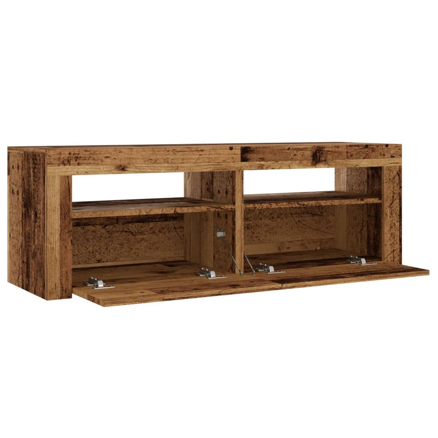 Tv-meubel met LED 120x35x40 cm bewerkt hout oud hout
