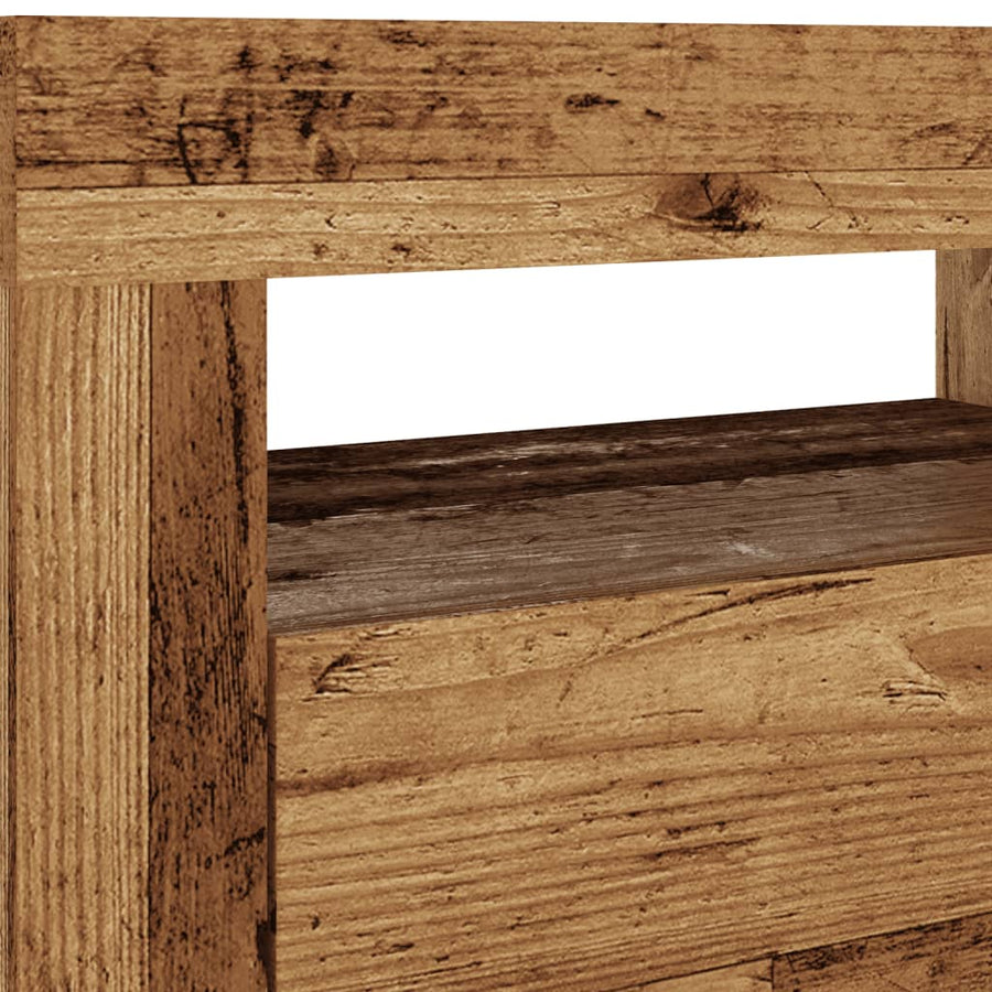 Tv-meubel met LED 120x35x40 cm bewerkt hout oud hout
