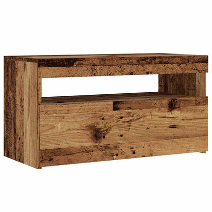 Tv-meubel met LED 75x35x40 cm bewerkt hout oud hout