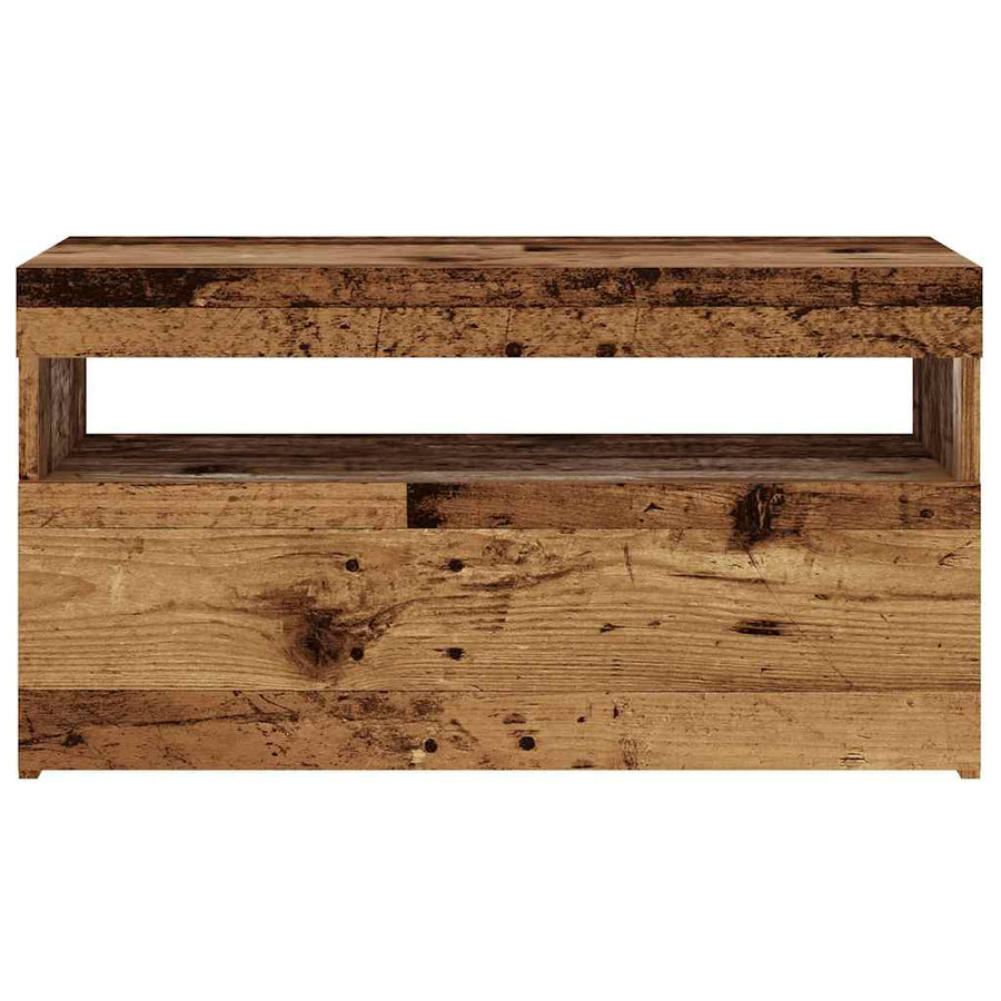 Tv-meubel met LED 75x35x40 cm bewerkt hout oud hout