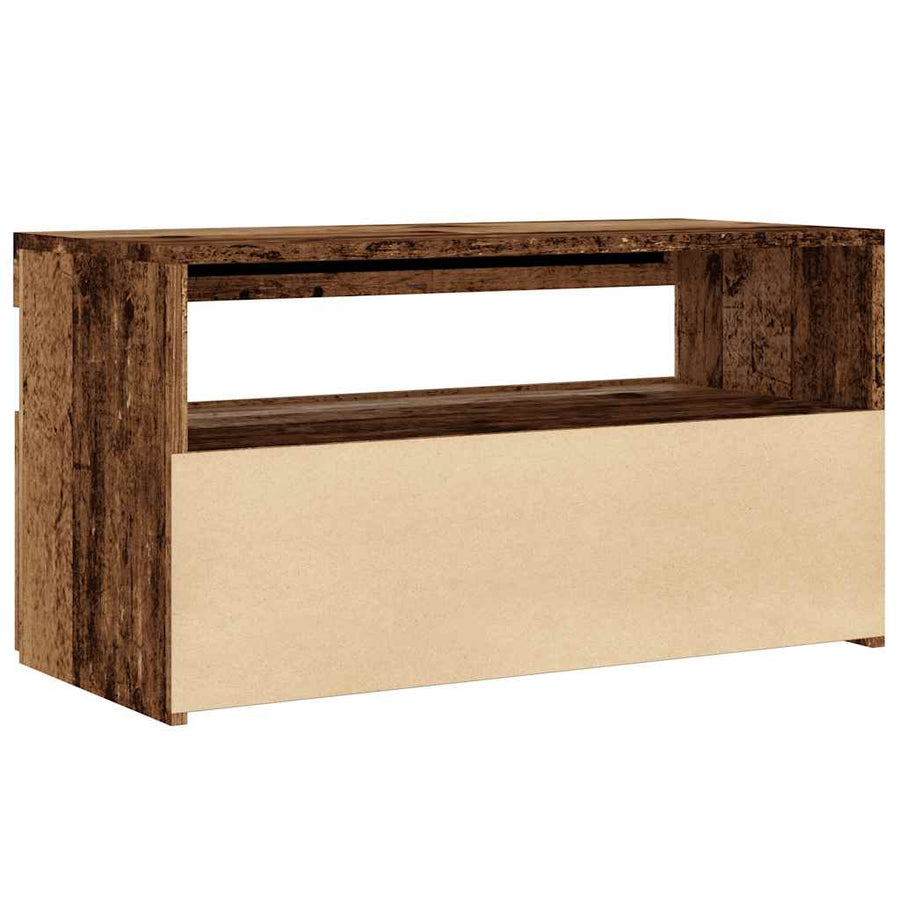 Tv-meubel met LED 75x35x40 cm bewerkt hout oud hout