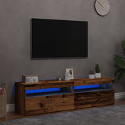 Tv-meubel 75x35x40 cm bewerkt hout oud hout met led