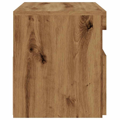 Tv-meubel met LED 75x35x40 cm bewerkt hout artisanaal eiken