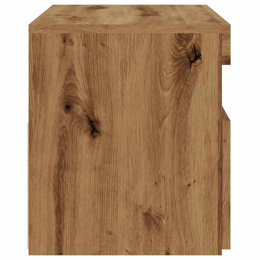 Tv-meubel met LED 75x35x40 cm bewerkt hout artisanaal eiken