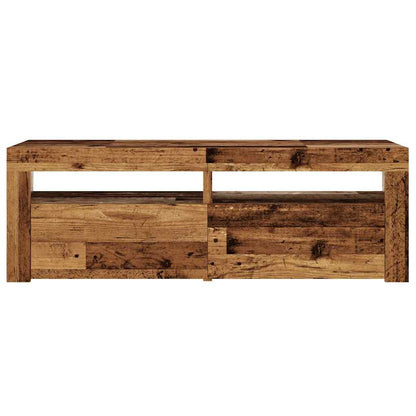 Tv-meubel met LED 120x35x40 cm bewerkt hout oud hout