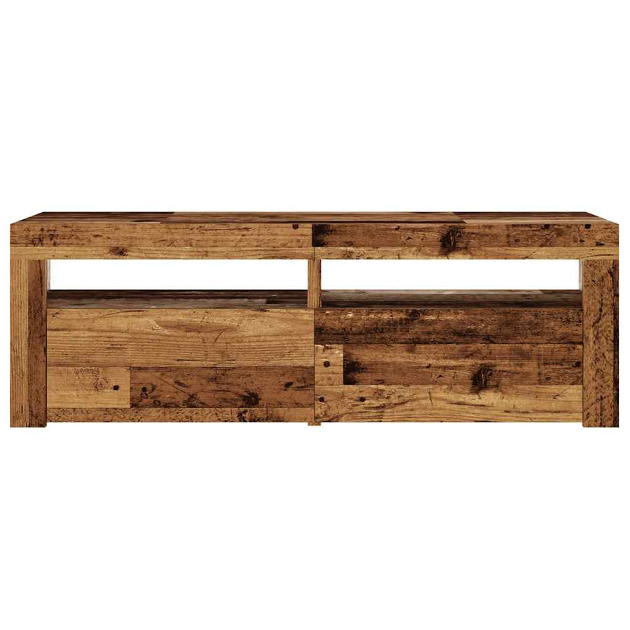 Tv-meubel met LED 120x35x40 cm bewerkt hout oud hout