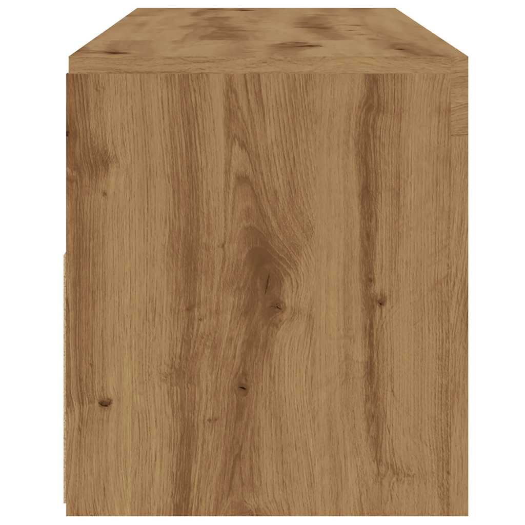 Tv-meubel met LED 120x35x40 cm bewerkt hout artisanaal eiken