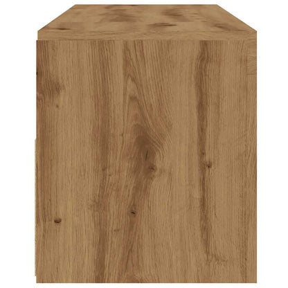 Tv-meubel met LED 120x35x40 cm bewerkt hout artisanaal eiken