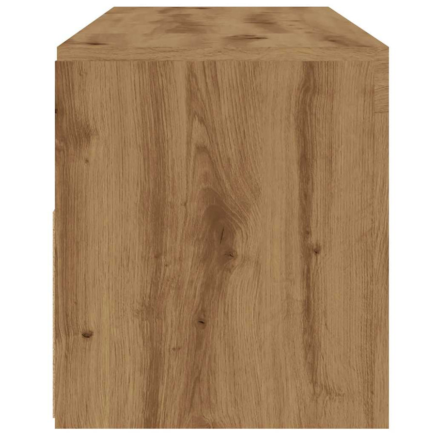 Tv-meubel met LED 120x35x40 cm bewerkt hout artisanaal eiken
