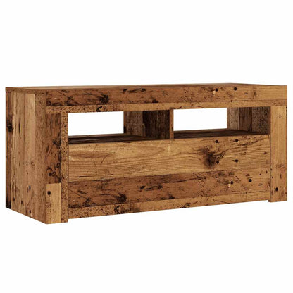 Tv-meubel met LED 90x35x40 cm bewerkt hout oud hout