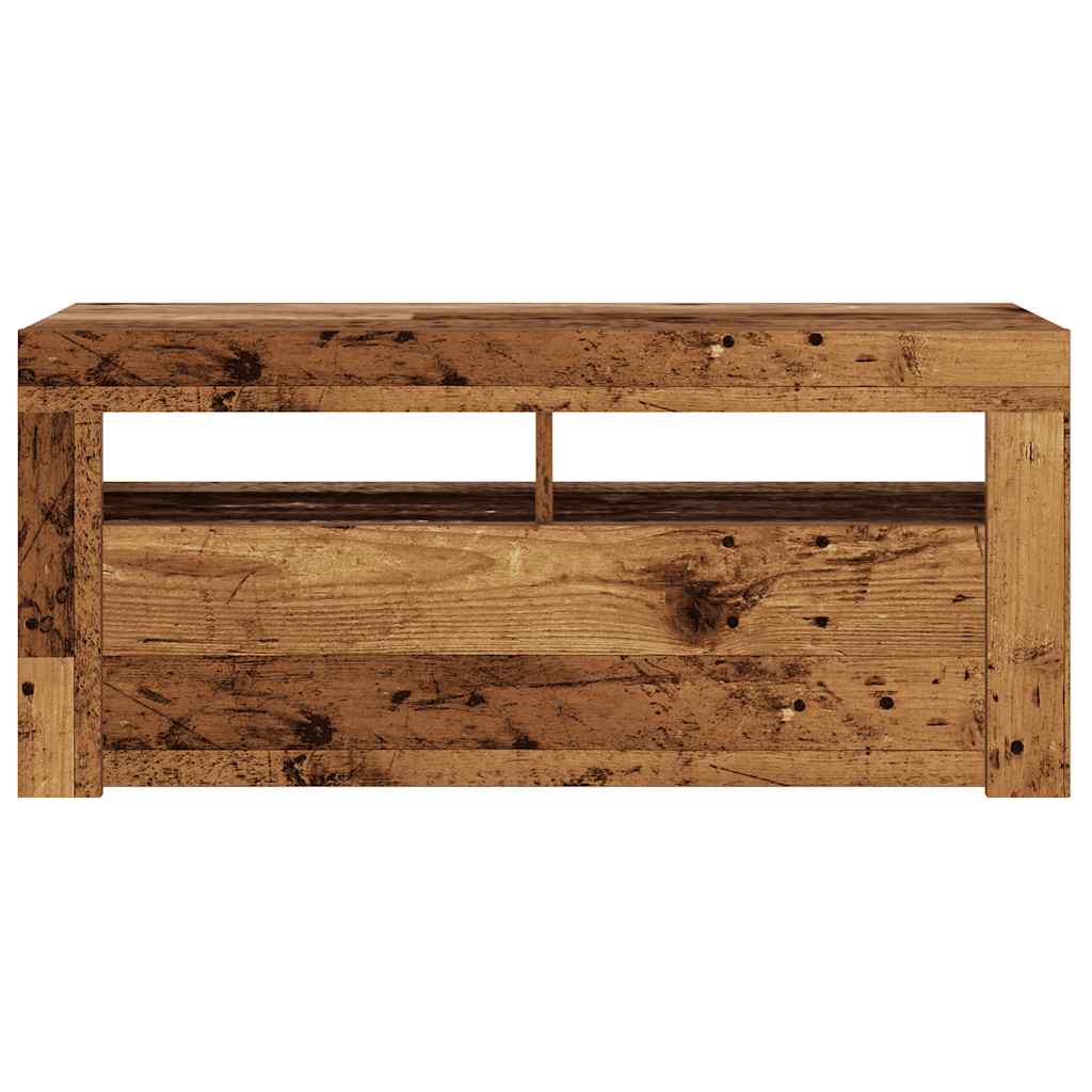Tv-meubel met LED 90x35x40 cm bewerkt hout oud hout