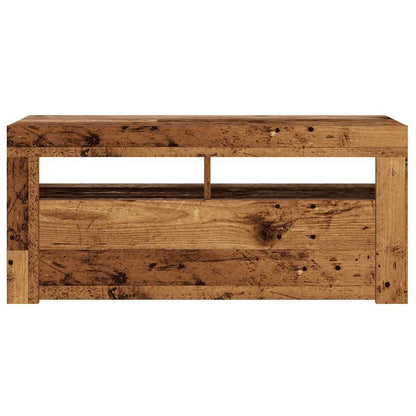 Tv-meubel met LED 90x35x40 cm bewerkt hout oud hout