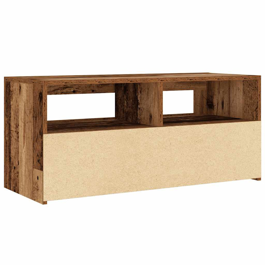 Tv-meubel met LED 90x35x40 cm bewerkt hout oud hout