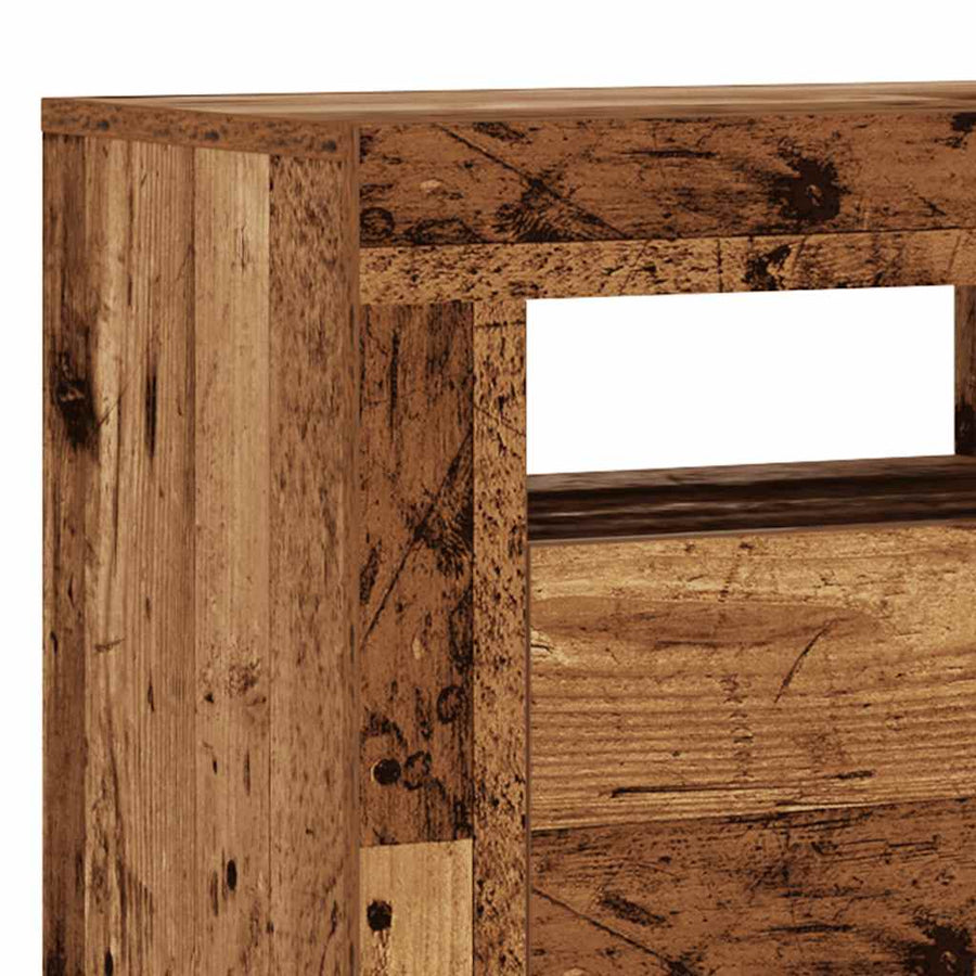 Tv-meubel met LED 90x35x40 cm bewerkt hout oud hout
