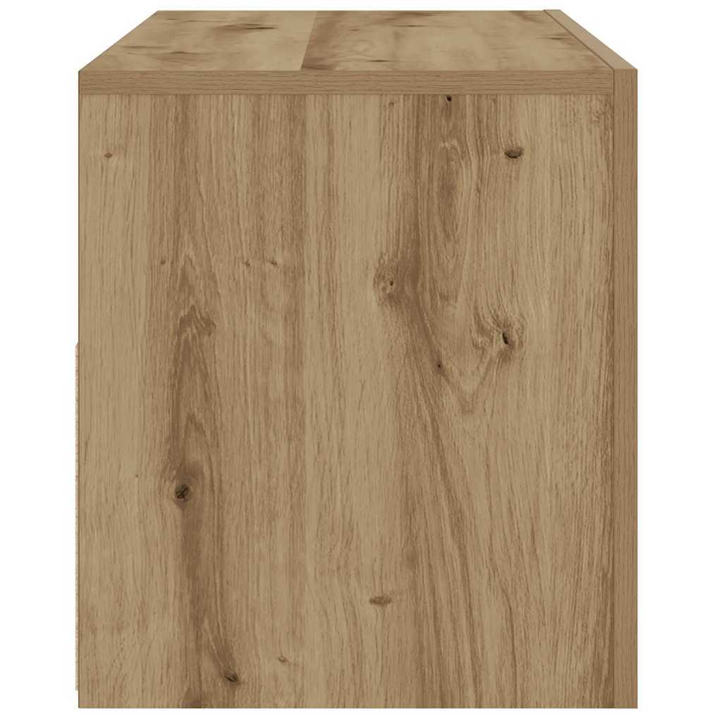 Tv-meubel met LED 90x35x40 cm bewerkt hout artisanaal eiken
