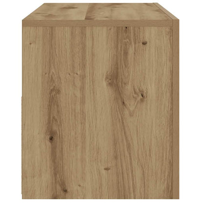 Tv-meubel met LED 90x35x40 cm bewerkt hout artisanaal eiken