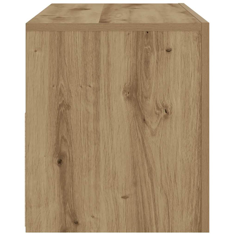 Tv-meubel met LED 90x35x40 cm bewerkt hout artisanaal eiken