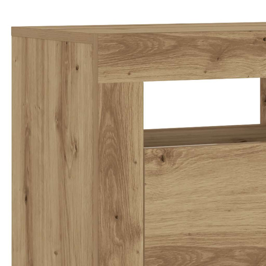 Tv-meubel met LED 90x35x40 cm bewerkt hout artisanaal eiken