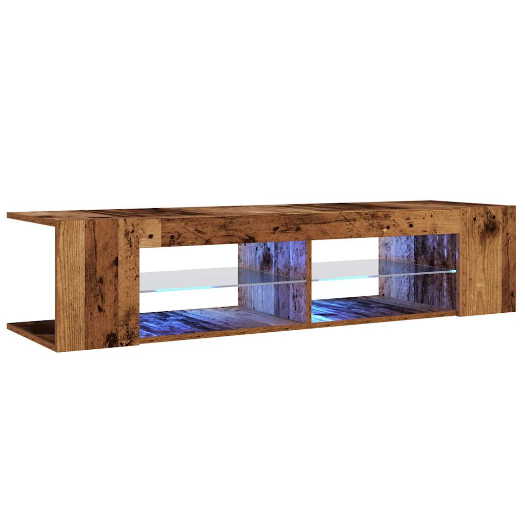 Tv-meubel met LED 135x39x30 cm bewerkt hout oud hout