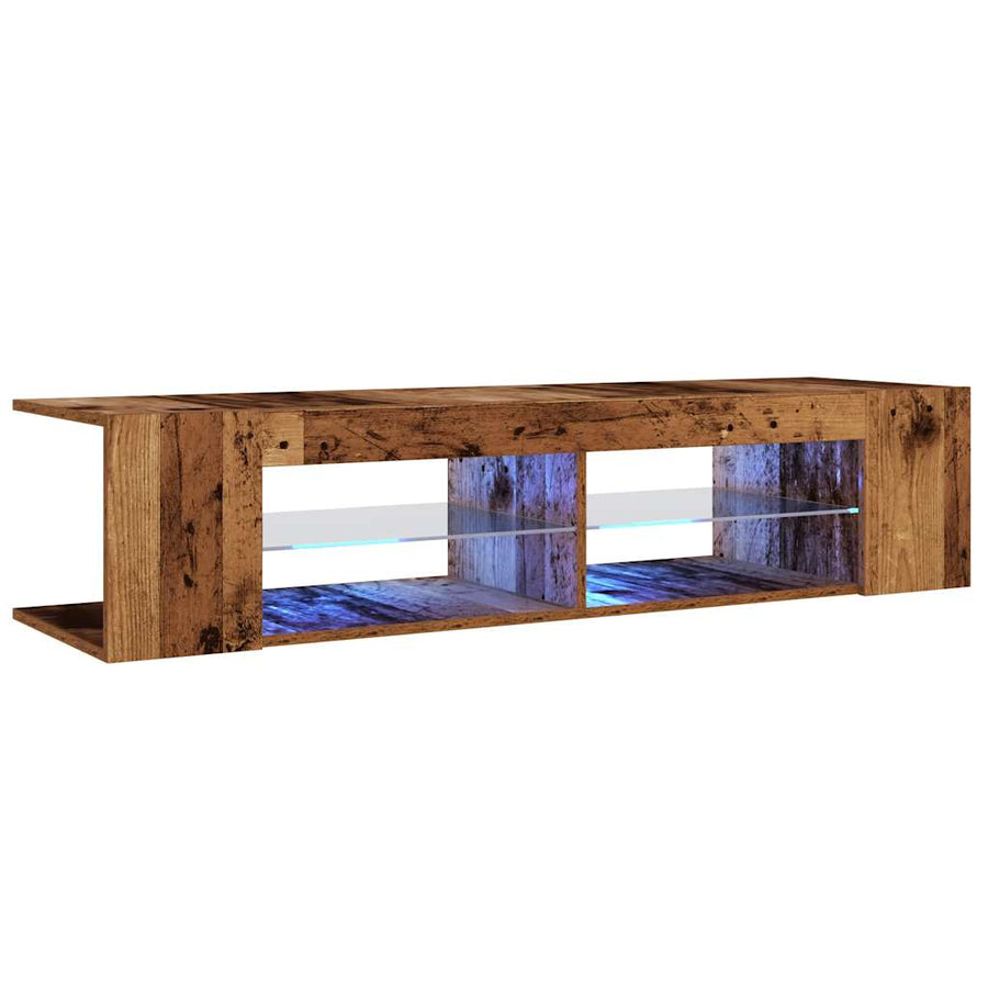 Tv-meubel met LED 135x39x30 cm bewerkt hout oud hout