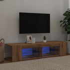 Tv-meubel 135x39x30 cm bewerkt hout artisanaal eiken met LED