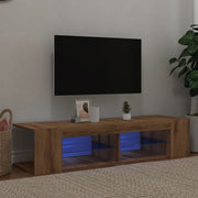Tv-meubel 135x39x30 cm bewerkt hout artisanaal eiken met LED