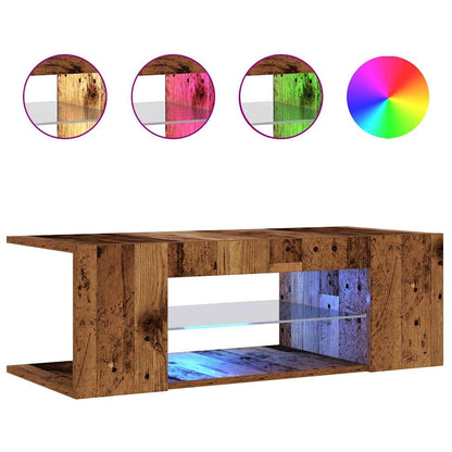 Tv-meubel met LED 90x39x30 cm bewerkt hout oud hout